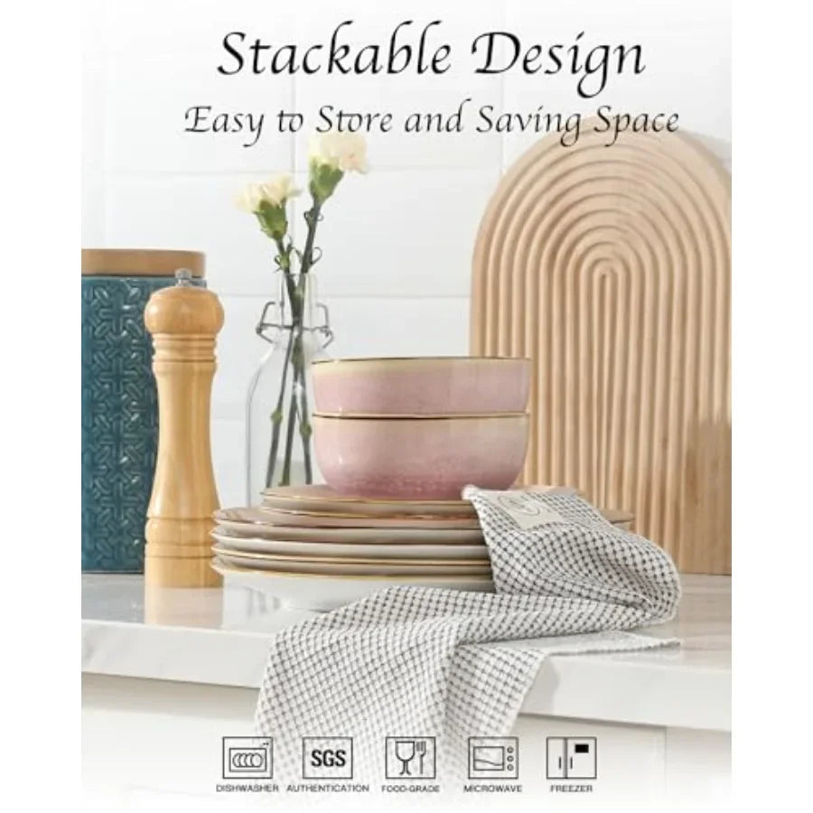 12 piece Porcelain Plates and Bowls Set