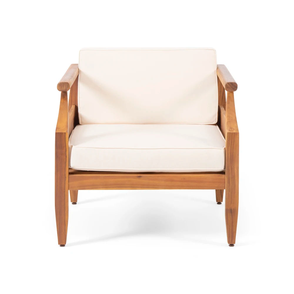 Acacia Wood Outdoor Club Chair Armchair with Water Resistant Cushion