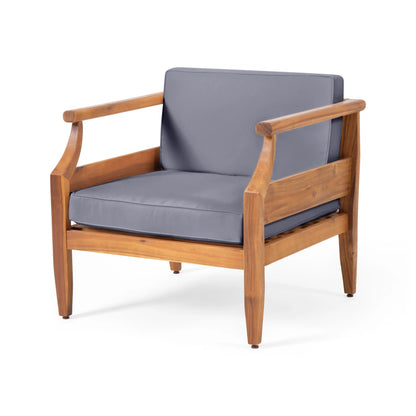 Acacia Wood Outdoor Club Chair Armchair with Water Resistant Cushion