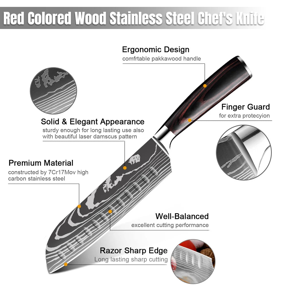 3 Piece Damascus Pattern Knife Set