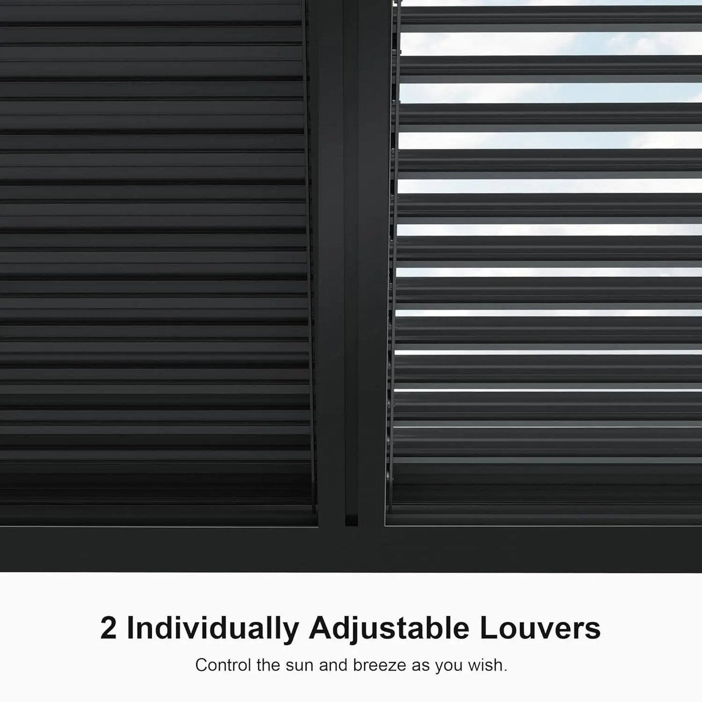 11x14ft Aluminum Louvered Pergola Adjustable Roof Shade Screen for Deck Backyard Grey Customized