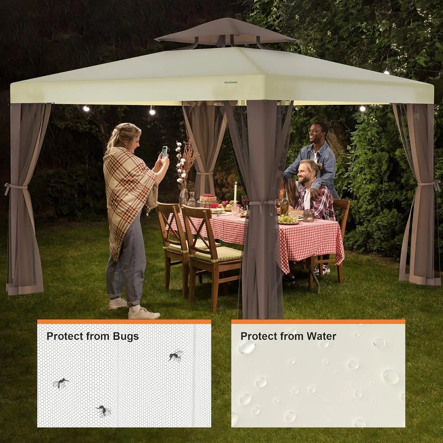 10x10 Patio Gazebo Canopy Removable Netting Shade Garden Backyard Deck Lawn Customized