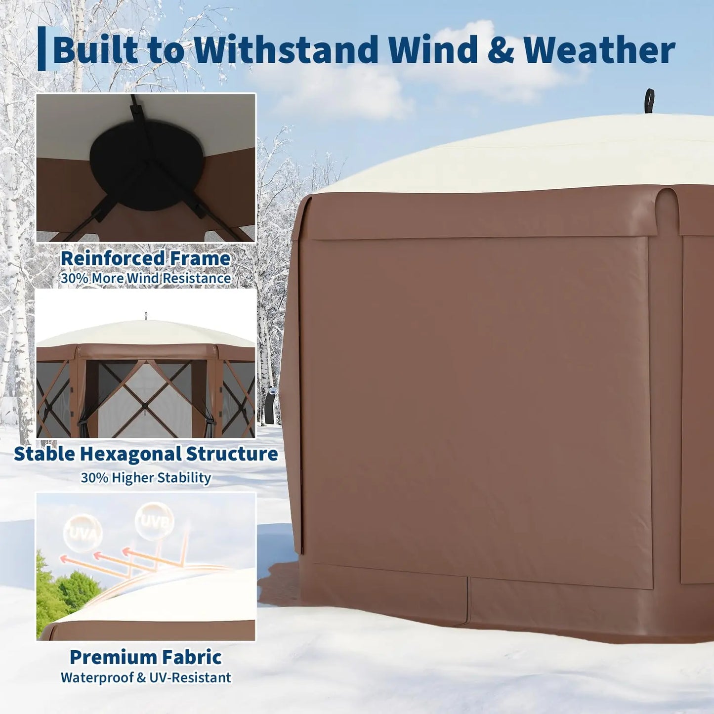 6-Sided Canopy With Mosquito Netting Removable Wind Cloths 13FT