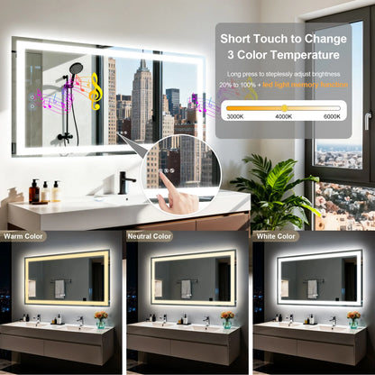 LED Bathroom Mirror Built-in Bluetooth Speaker