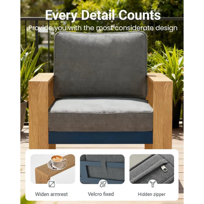7-Piece Modern Sectional Sofa Set with Fire Pit Table, Wide Seat and Thick Cushions