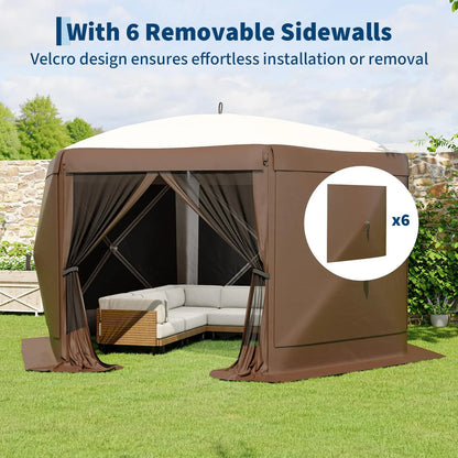6-Sided Canopy With Mosquito Netting Removable Wind Cloths 13FT