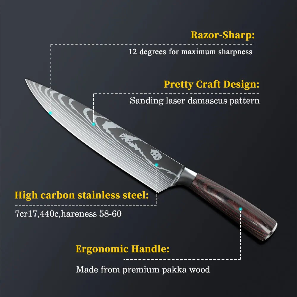 3 Piece High Carbon Stainless Steel Chef Knife set