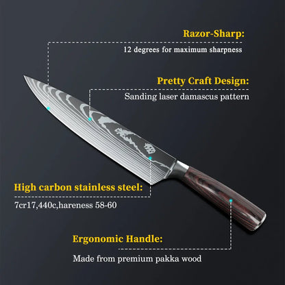 3 Piece High Carbon Stainless Steel Chef Knife set