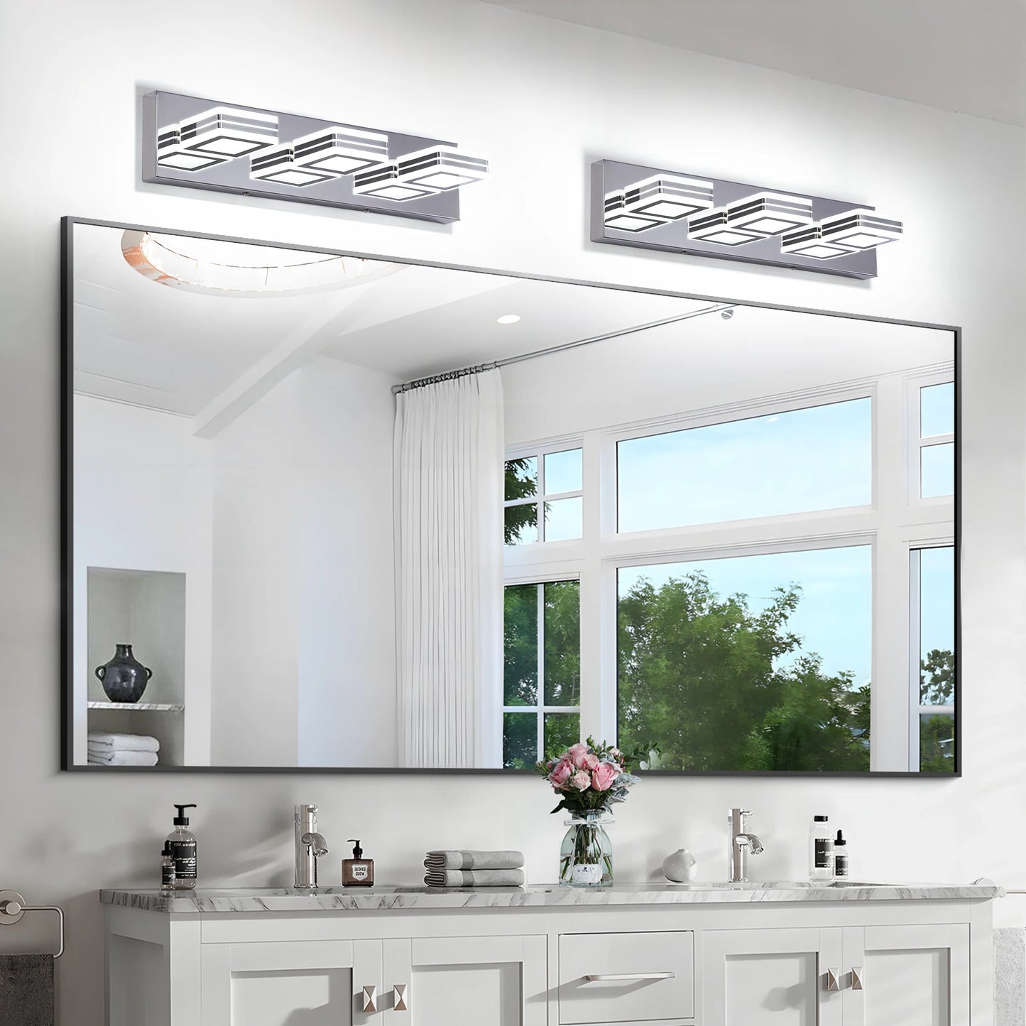 LED Black/Chrome Vanity Lights