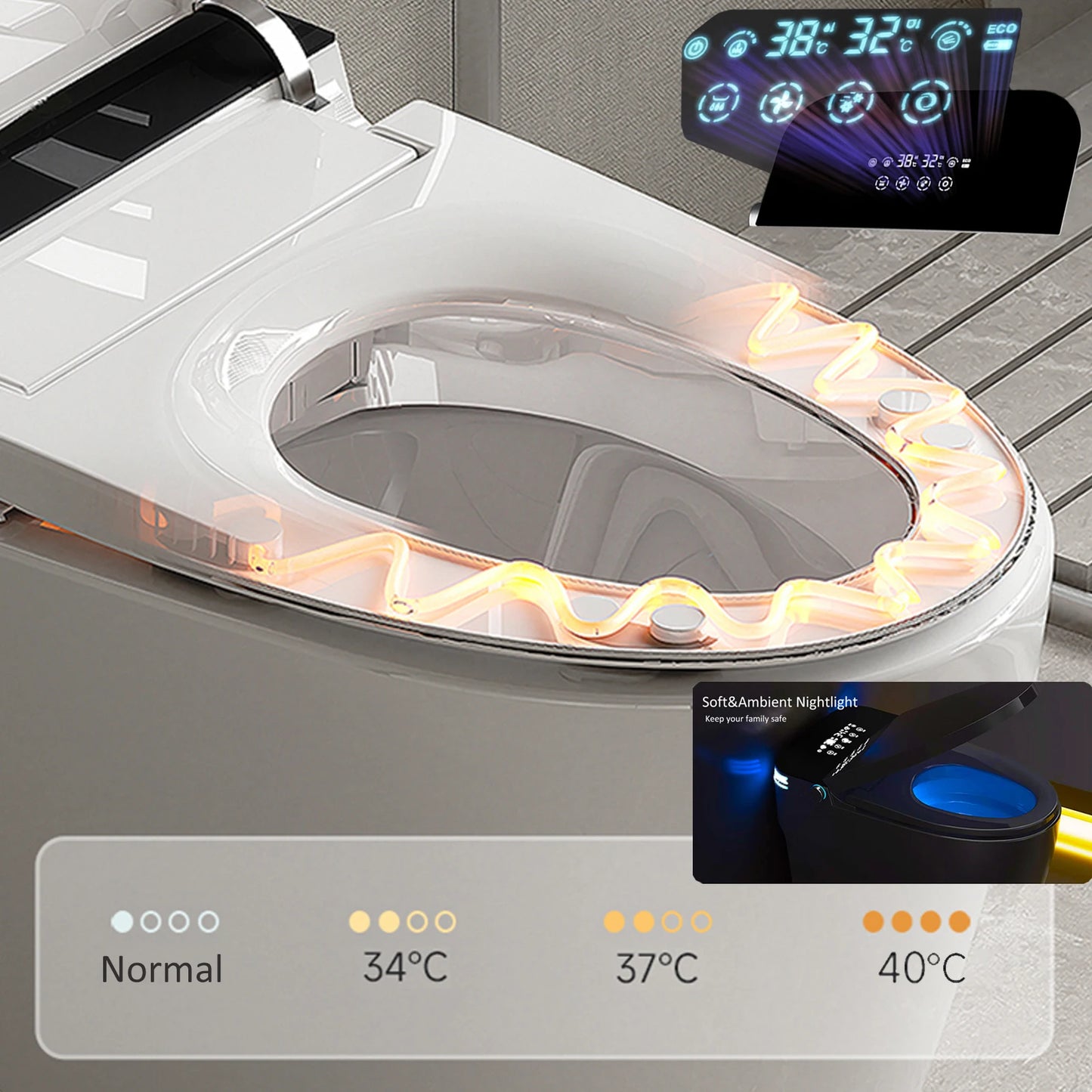 Smart Toilet with Heated Bidet Seat