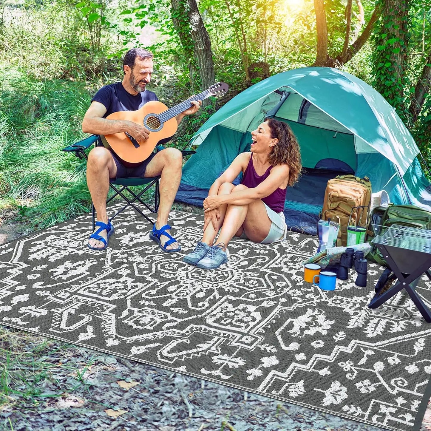 Waterproof Outdoor Rug Stain-Resistant Plastic Straw Carpet