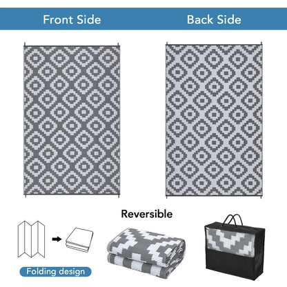Outdoor Rug Plastic Straw Reversible  Rug