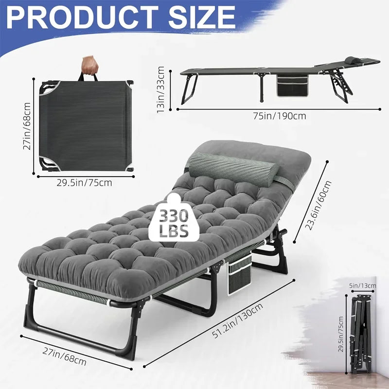 4-Position Folding Camping Bed Hold up 330lbs