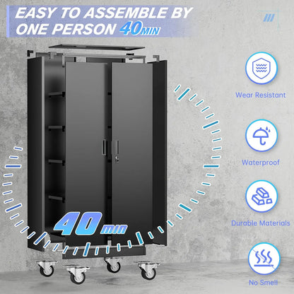 Metal Storage Cabinet with Wheels