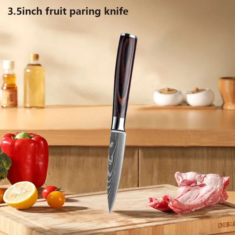 3Piece Knife Set Laser Damascus