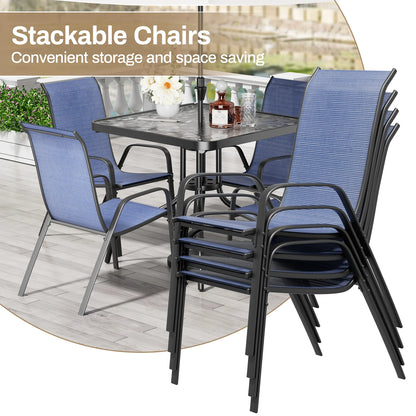 Patio Dining Set 30"x30" Table and 4 Textilene Chairs