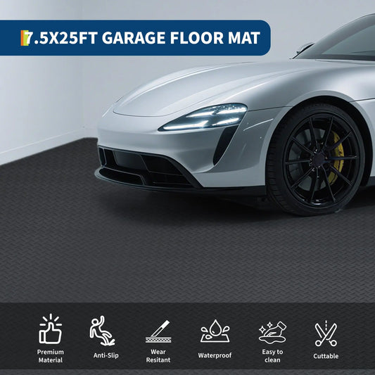 2.8 mm Thickened Non-Slip PVC Garage Floor Mat Roll, Diamond Plate Floor Protector Mat