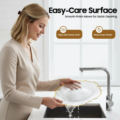 25pcs Disposable Gold Flower Shape Edged Plastic Plates