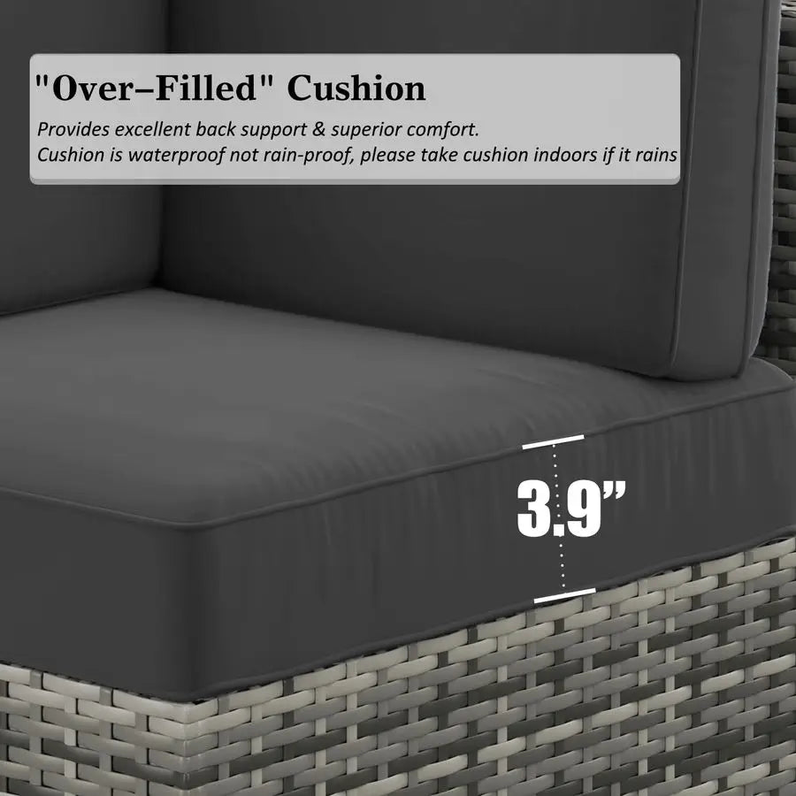 8 Piece Wicker Rattan Sectional Sofa with Coffee Table