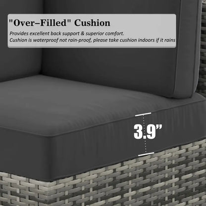 8 Piece Wicker Rattan Sectional Sofa with Coffee Table