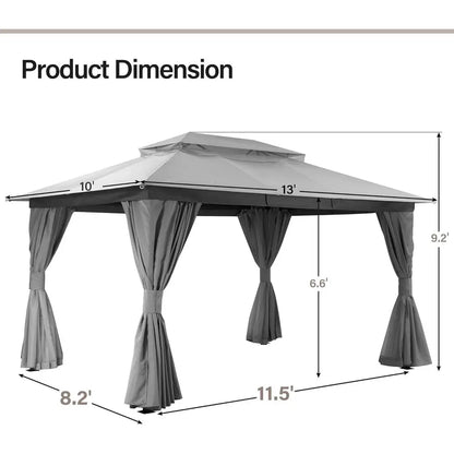 10x13 Shade with Double Roof, Mosquito Netting, Privacy Screen