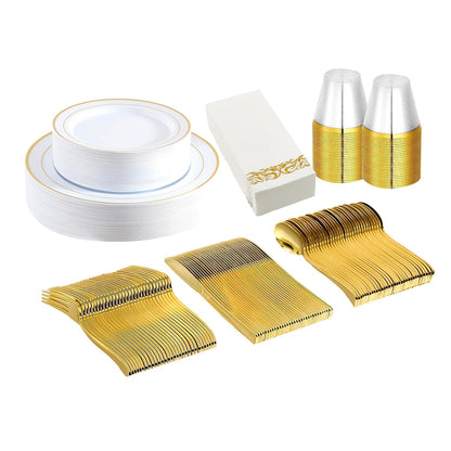 Disposable Gold Dinnerware Set