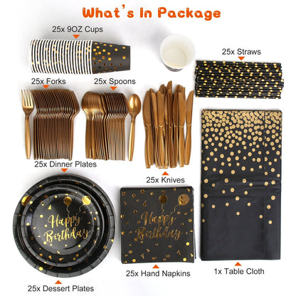 201 PCS Birthday Party Supplies For 25 Guests