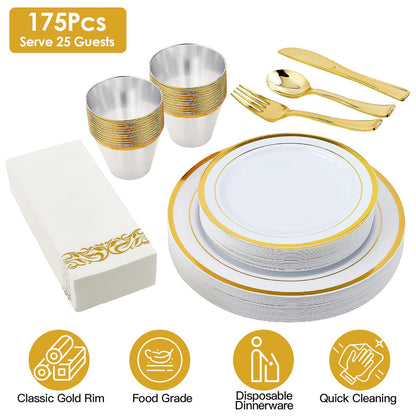 Disposable Gold Dinnerware Set
