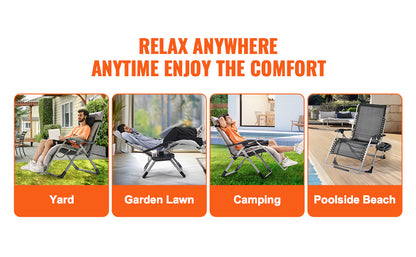 Zero Gravity Recliner Lounge Chair with Cushion, Footrest and Cupholder